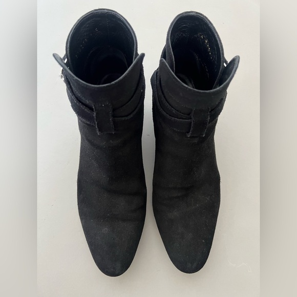 Saint Laurent Black Suede Buckle Strap Ankle Boot - Picture 5 of 14